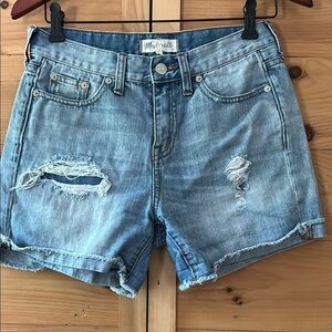 Madewell Light Wash Jean Shorts with Distressed Details 25